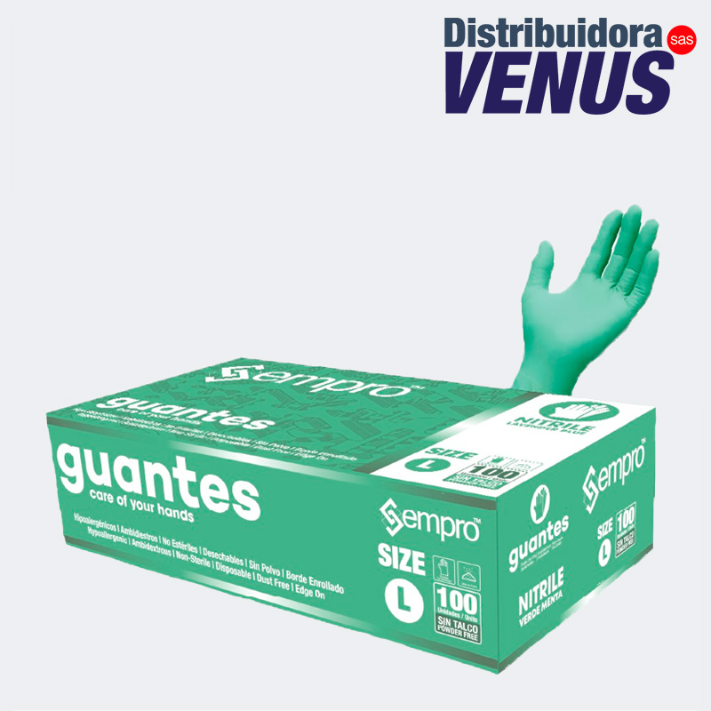 GUANTES NITRILO VERDE MENTA