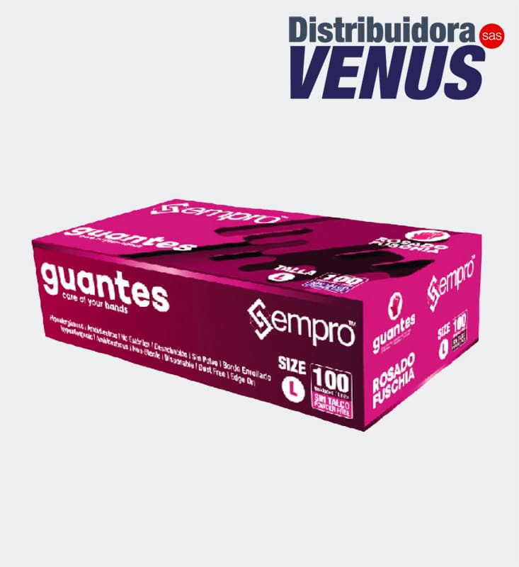 GUANTES NITRILO ROSADO FUCHSIA SEMPRO