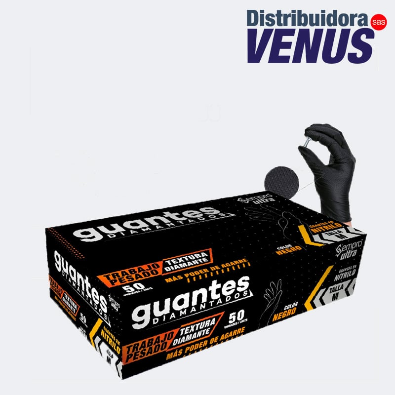 GUANTE NITRILO NEGRO SEMPRO ULT DIAMANTADO X 50 UNID