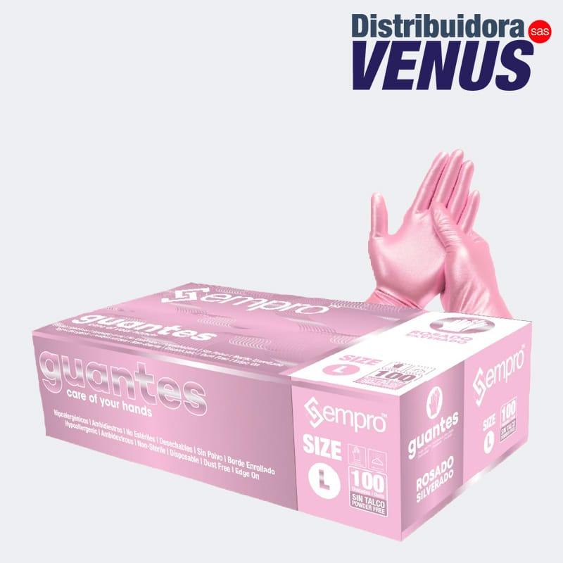 GUANTES NITRILO ROSADO SILVERADO SEMPRO
